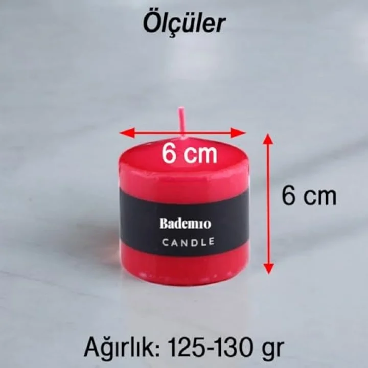 Baton Mum Kırmızı Silindir Dekoratif Mumu Kandil Hediyelik Fitilli Mumlar Şamdan Kokusuz 6 x 6 cm