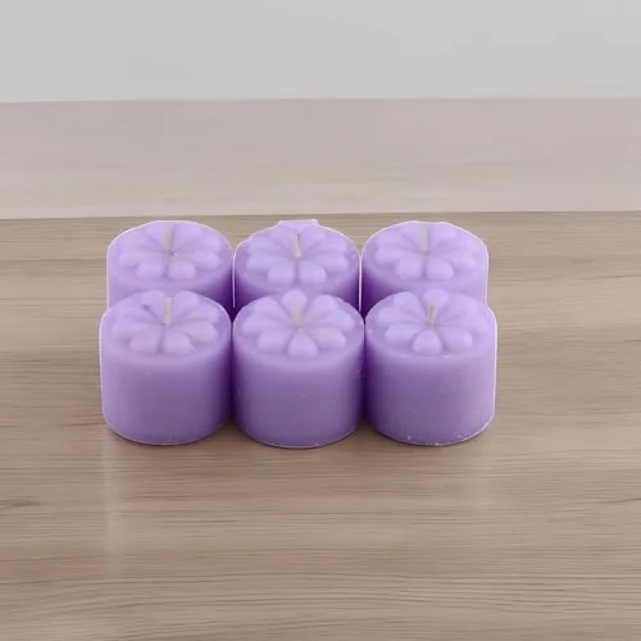 Baton Mum Mini 6lı Mor Renk Silindir Dekoratif Mumu Kandil Hediyelik Fitilli Mumlar Şamdan Kokusuz