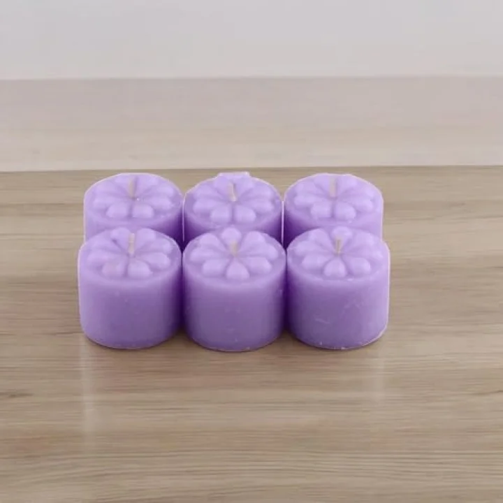 Baton Mum Mini 6lı Mor Renk Silindir Dekoratif Mumu Kandil Hediyelik Fitilli Mumlar Şamdan Kokusuz