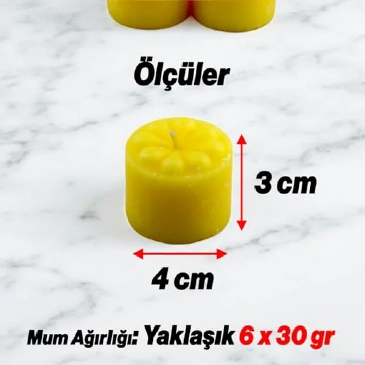 Baton Mum Mini 6lı Sarı Renk Silindir Dekoratif Mumu Kandil Hediyelik Fitilli Mumlar Şamdan Kokusuz