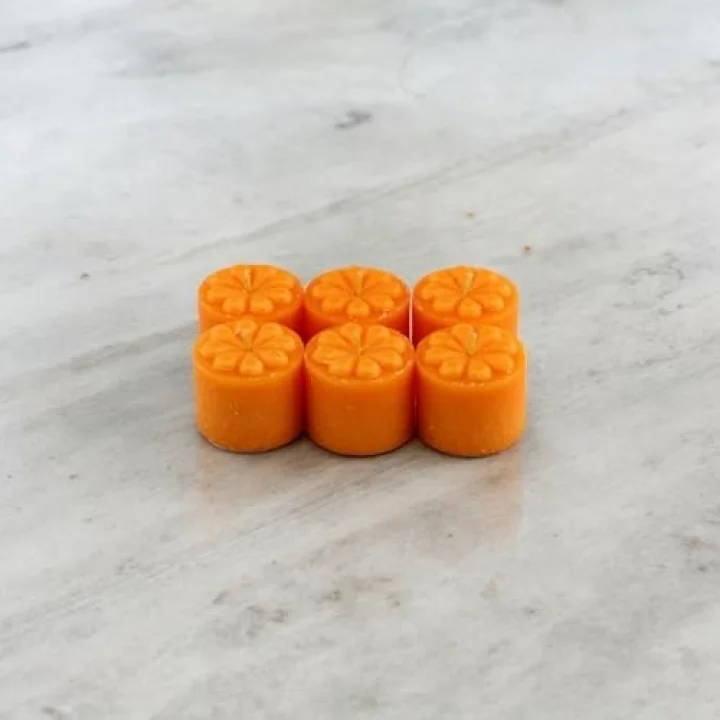 Baton Mum Mini 6lı Turuncu Silindir Dekoratif Mumu Kandil Hediyelik Fitilli Mumlar Şamdan Kokusuz