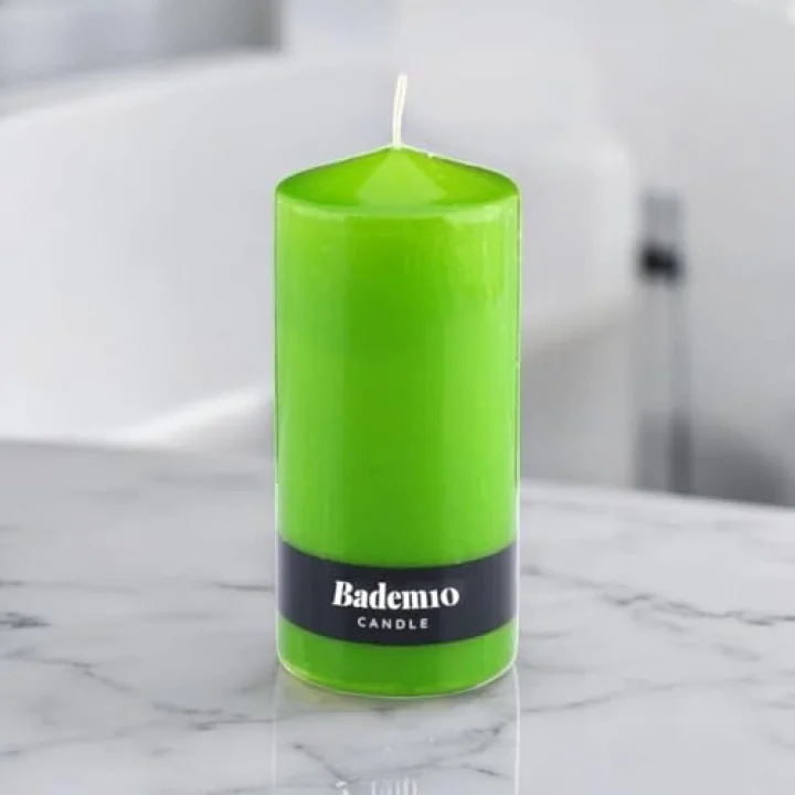 Baton Mum Yeşil Silindir Dekoratif Mumu Kandil Hediyelik Fitilli Mumlar Şamdan Kokusuz 6 x 13 cm
