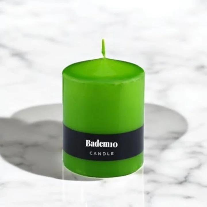 Baton Mum Yeşil Silindir Dekoratif Mumu Kandil Hediyelik Fitilli Mumlar Şamdan Kokusuz 6 x 8 cm