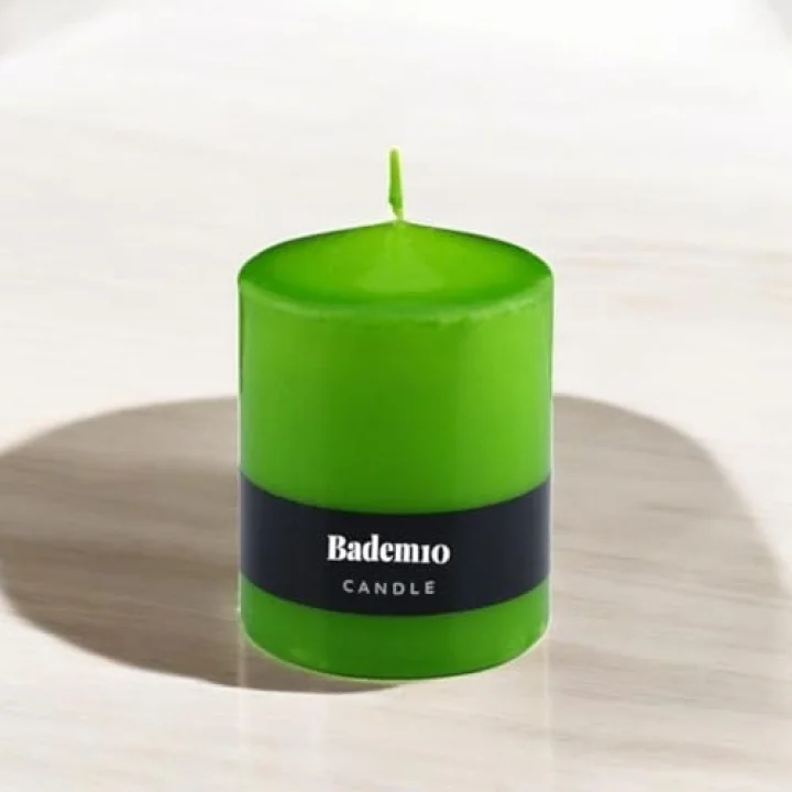 Baton Mum Yeşil Silindir Dekoratif Mumu Kandil Hediyelik Fitilli Mumlar Şamdan Kokusuz 6 x 8 cm