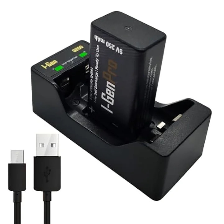 Batteries D915 2’li AA/AAA/9V Pil Şarj Aleti + 1 Adet Pro 9V 250 mAh Ni-MH Şarjlı Pil