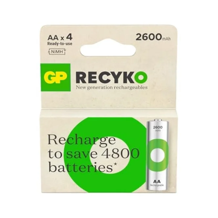 Batteries ReCyko 2600 AA Kalem Ni-MH Şarjlı Pil, 1.2 Volt, 4lü Kart