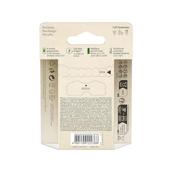 Batteries ReCyko 2600mAh AA Kalem Ni-Mh Şarjlı Pil, 1.2 Volt, 6lı Kart