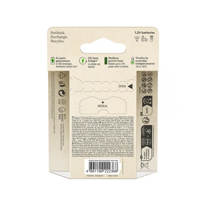 Batteries ReCyko 2600mAh AA Kalem Ni-Mh Şarjlı Pil, 1.2 Volt, 6lı Kart