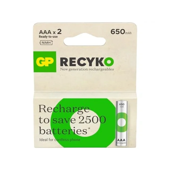Batteries ReCyko 650 AAA İnce Kalem Ni-Mh Şarjlı Pil, 1.2 Volt, 2li Kart