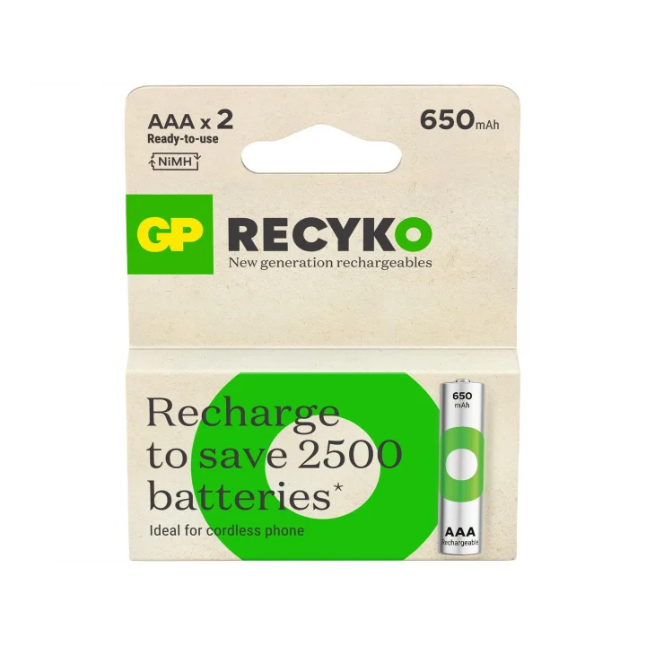 Batteries ReCyko 650 AAA İnce Kalem Ni-Mh Şarjlı Pil, 1.2 Volt, 2li Kart