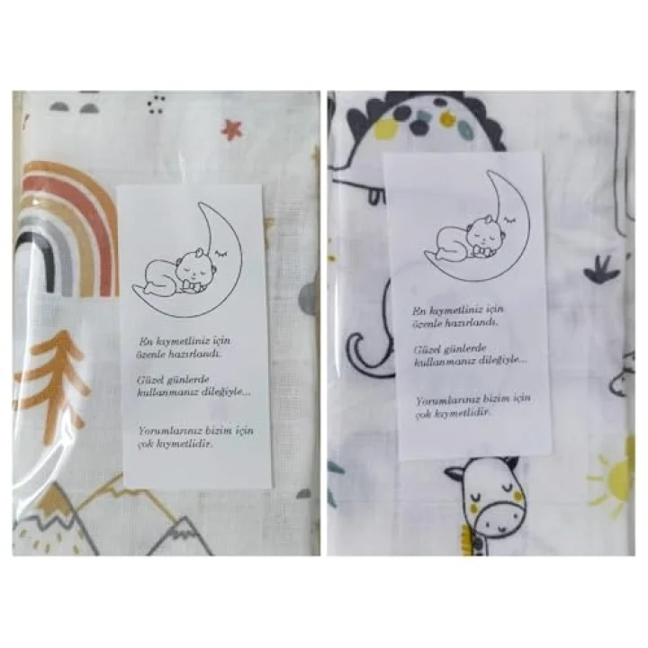 Bebek%100 Pamuk Müslin Örtü 80x75 cm 2li Set