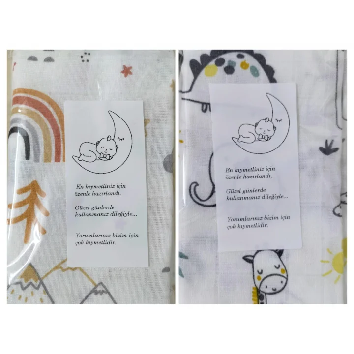 Bebek%100 Pamuk Müslin Örtü 80x75 cm 2li Set