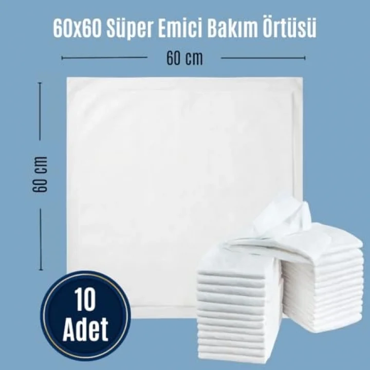 Bebek Bakım Örtüsü 60x60 cm 10 Adet – Alt Açma Bezi, Emici Örtü