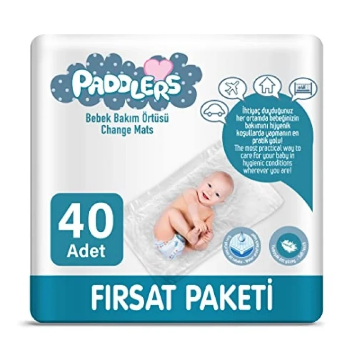 Bebek Bakım Örtüsü 60x60 cm 40 Adet (4x10) – Alt Açma, Yatak Koruyucu