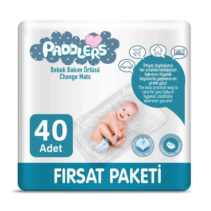 Bebek Bakım Örtüsü 60x60 cm 40 Adet (4x10) – Alt Açma, Yatak Koruyucu