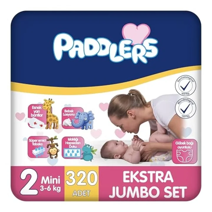 Bebek Bezi 2 Numara Mini (3-6 Kg) 320 Adet – Ekstra Jumbo Set