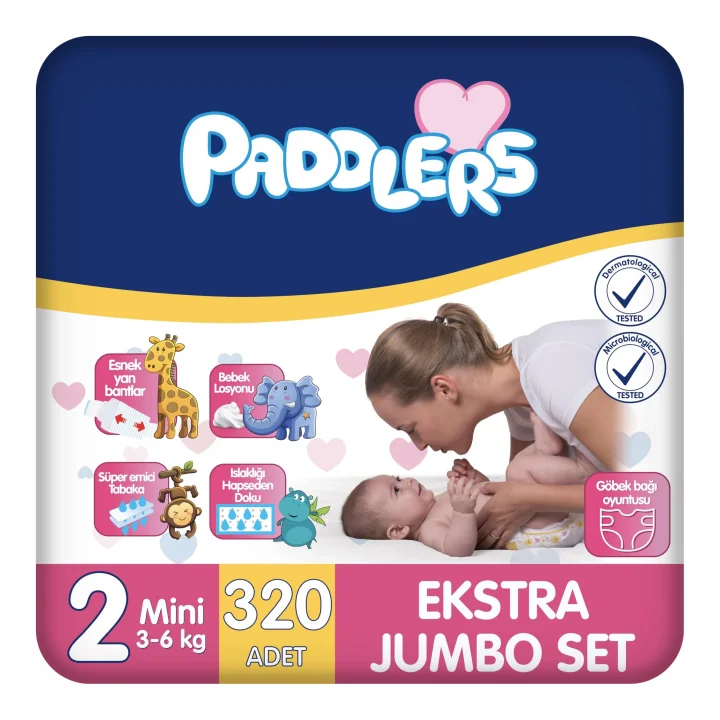 Bebek Bezi 2 Numara Mini (3-6 Kg) 320 Adet – Ekstra Jumbo Set