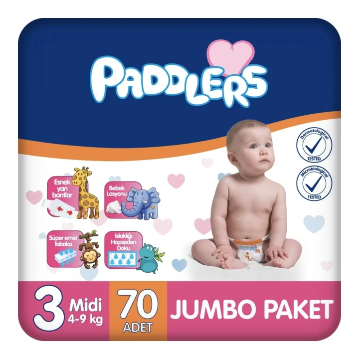 Bebek Bezi 3 Numara Midi (4-9 Kg) 70 Adet – Jumbo Paket