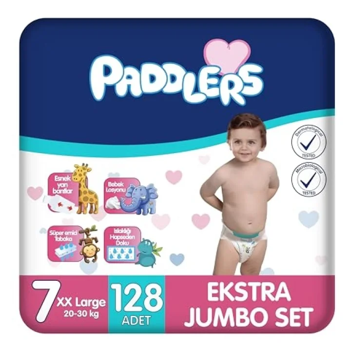 Bebek Bezi 7 Numara XX-Large (20-30 Kg) 128 Adet – Ekstra Jumbo Set