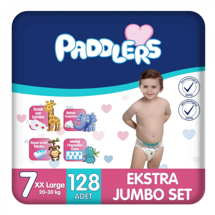 Bebek Bezi 7 Numara XX-Large (20-30 Kg) 128 Adet – Ekstra Jumbo Set