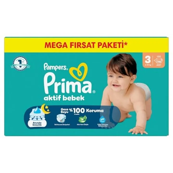 Bebek Bezi Aktif Bebek Mega Fırsat Paketi 3 Beden 116 Adet