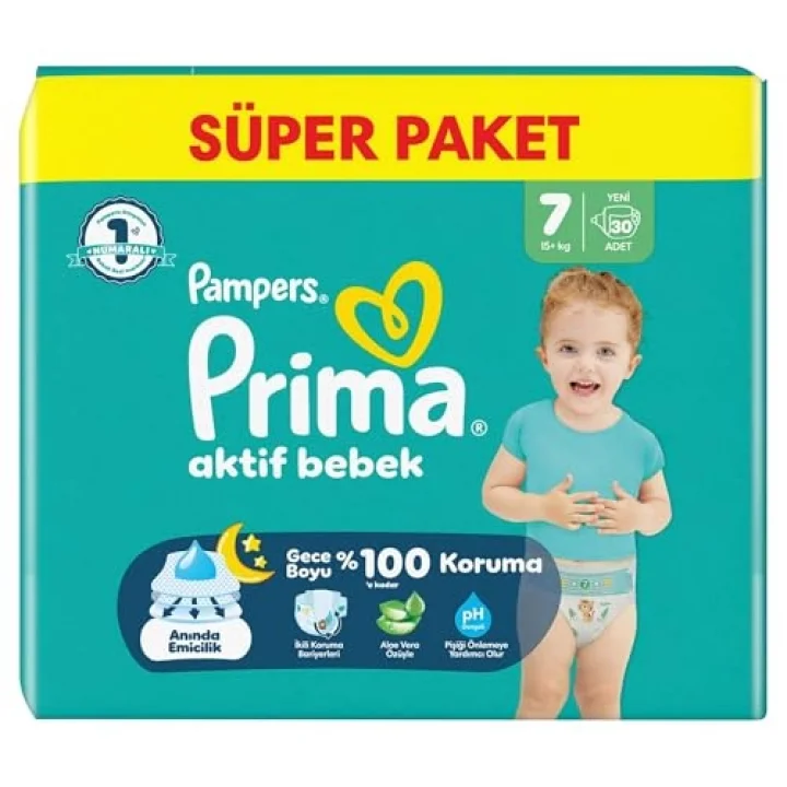 Bebek Bezi Aktif Bebek Süper Paket 7 Beden 30 Adet