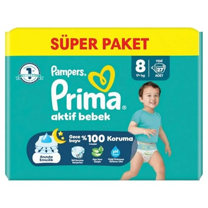 Bebek Bezi Aktif Bebek Süper Paket 8 Beden 27 Adet