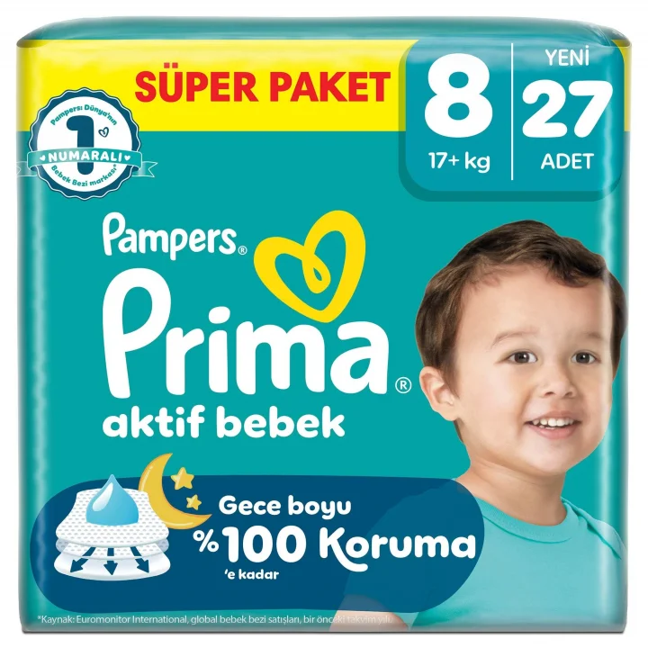 Bebek Bezi Aktif Bebek Süper Paket 8 Beden 27 Adet