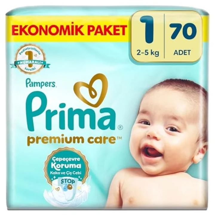 Bebek Bezi Premium Care 1 Numara 70 Adet Yenidoğan Ekonomik Paket