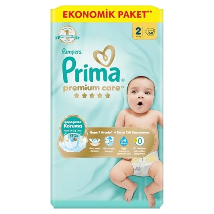Bebek Bezi Premium Care 2 Numara 60 Adet Ekonomik Paket