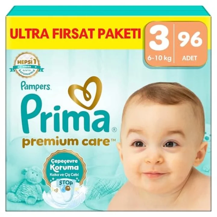 Bebek Bezi Premium Care 3 Numara 96 Adet Ultra Fırsat Paketi