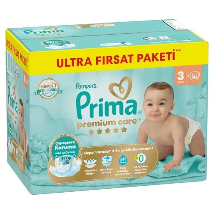 Bebek Bezi Premium Care 3 Numara 96 Adet Ultra Fırsat Paketi