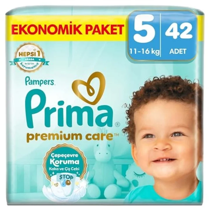 Bebek Bezi Premium Care 5 Numara 42 Adet Ekonomik Paket
