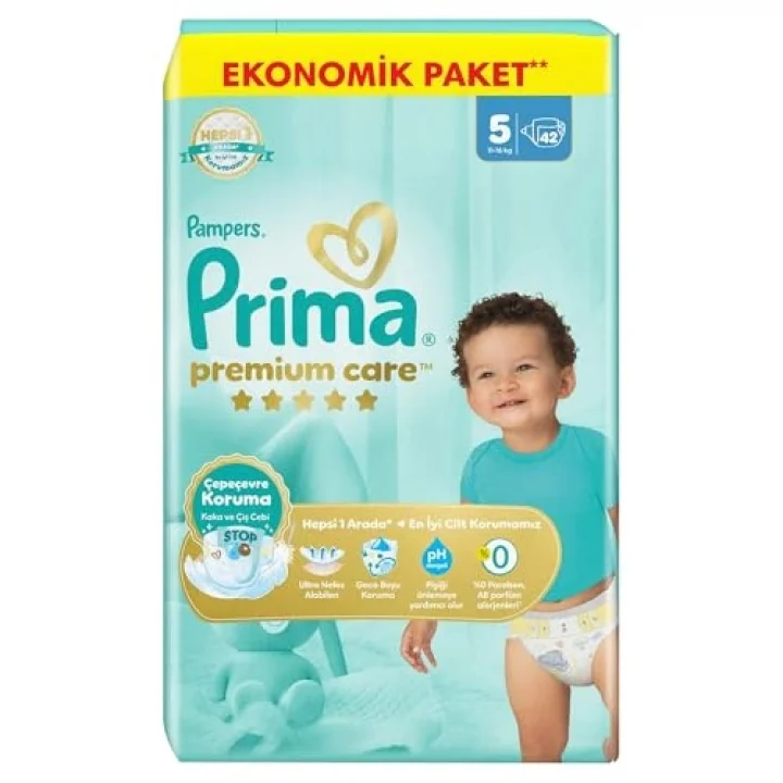 Bebek Bezi Premium Care 5 Numara 42 Adet Ekonomik Paket