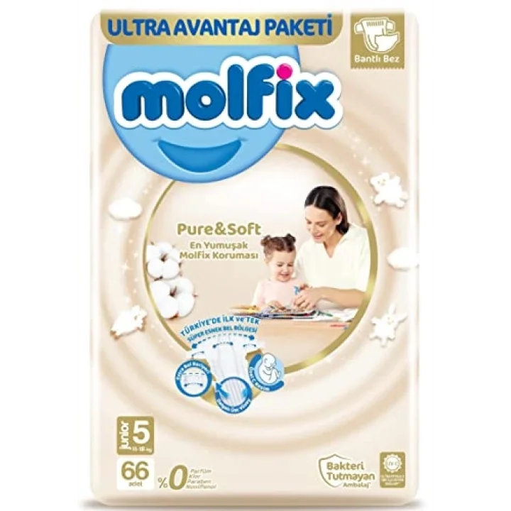 Bebek Bezi Pure&Soft Junior 5 Beden Aylık Paket 66 Adet