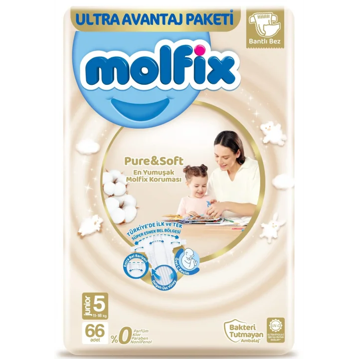 Bebek Bezi Pure&Soft Junior 5 Beden Aylık Paket 66 Adet