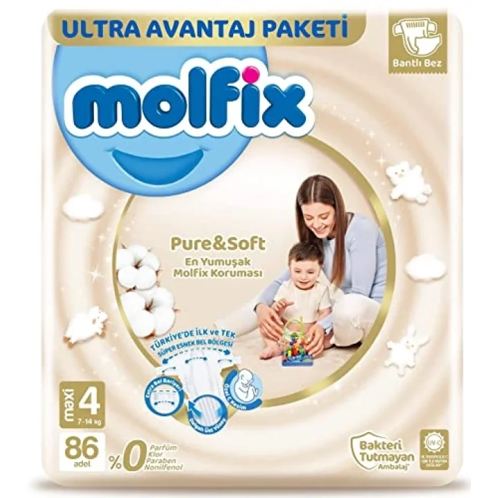 Bebek Bezi Pure&Soft Maxi 4 Beden Aylık Paket 86 Adet