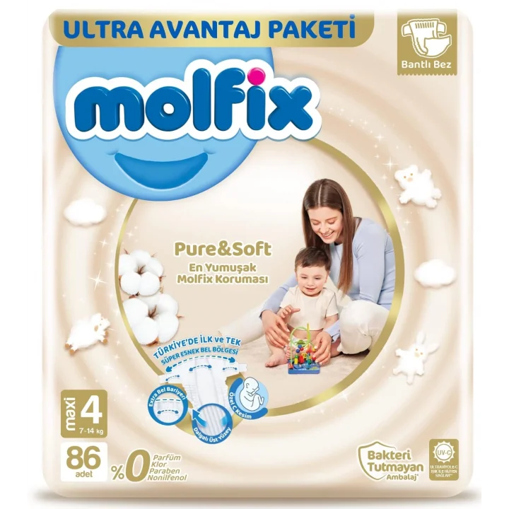Bebek Bezi Pure&Soft Maxi 4 Beden Aylık Paket 86 Adet