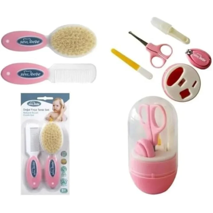 Bebek Naturel Fırça Tarak +Tırnak Bakım Seti