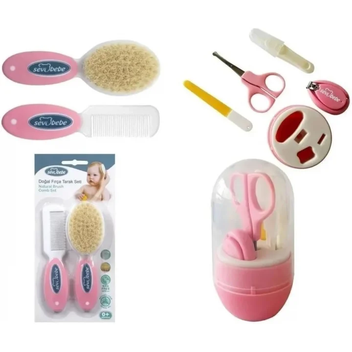 Bebek Naturel Fırça Tarak +Tırnak Bakım Seti