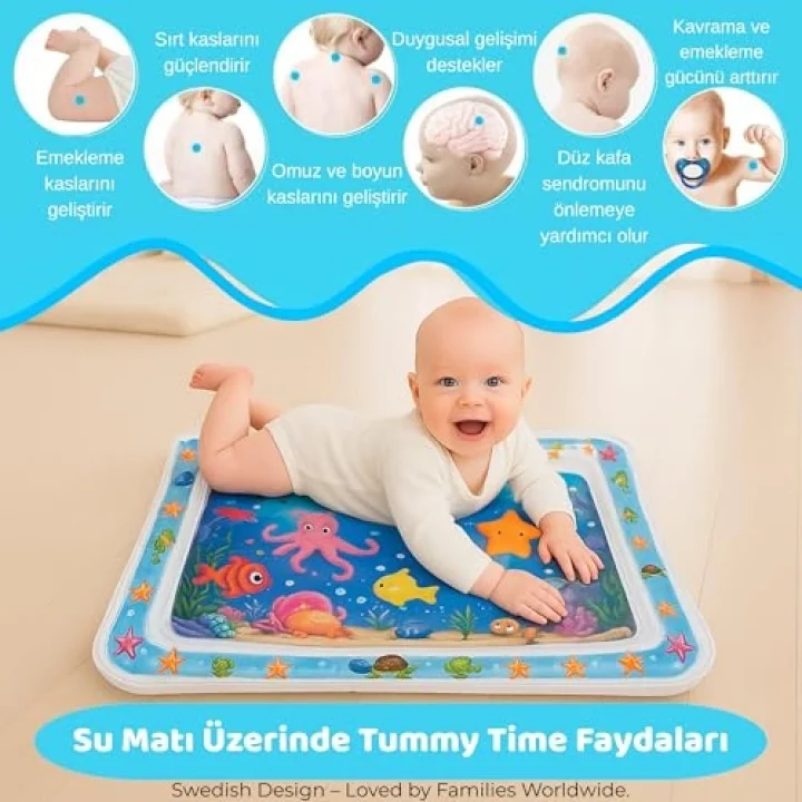 Bebek Su Oyun Matı (Tummy Time) – Test Raporlu, Sızdırmaz ve BPA’sız