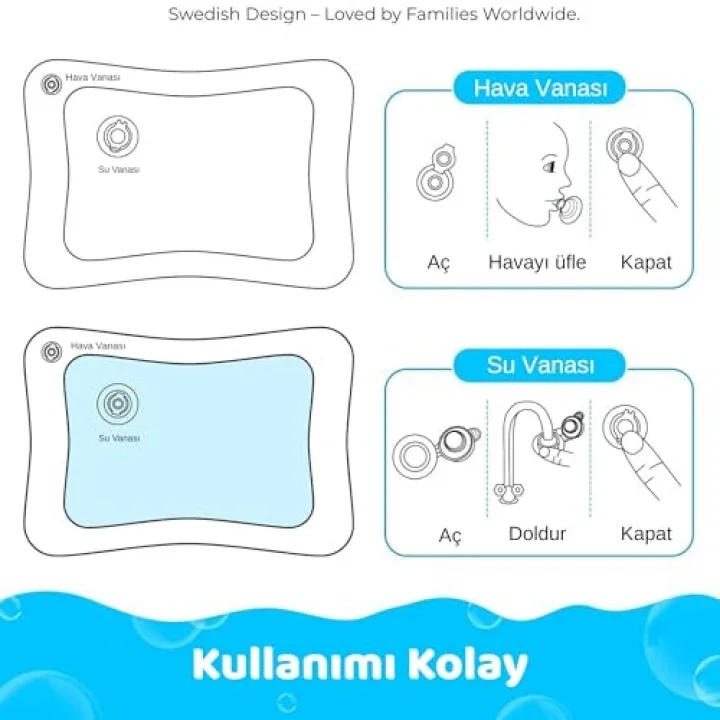 Bebek Su Oyun Matı (Tummy Time) – Test Raporlu, Sızdırmaz ve BPA’sız