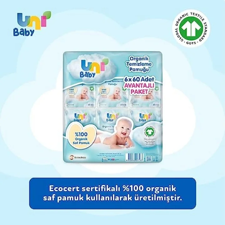 Bebek Temizleme Pamuğu 6*60 Adet