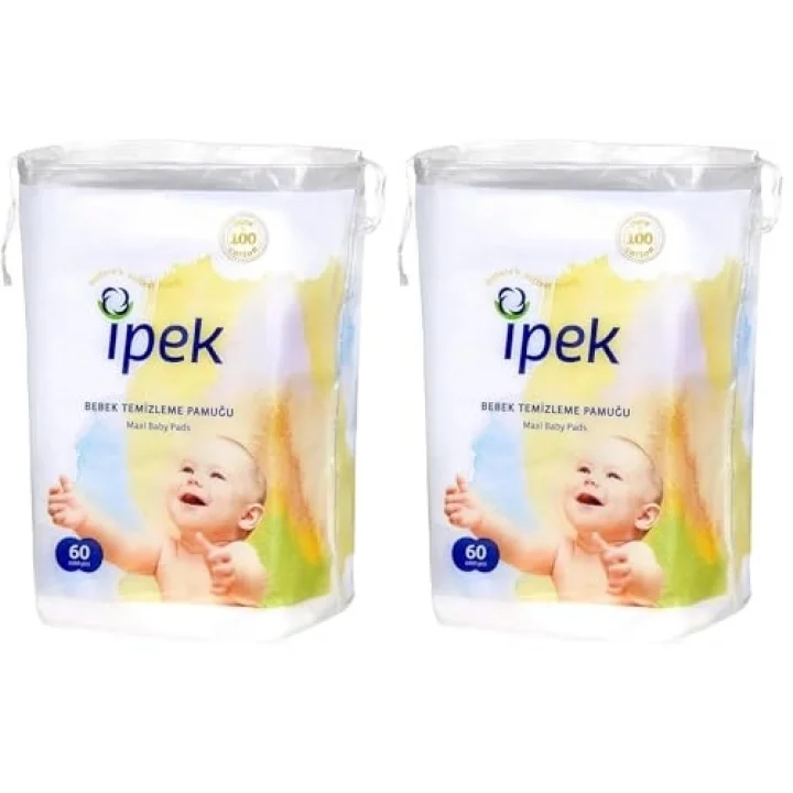 Bebek Temizleme Pamuğu, Beyaz, 60 Adet