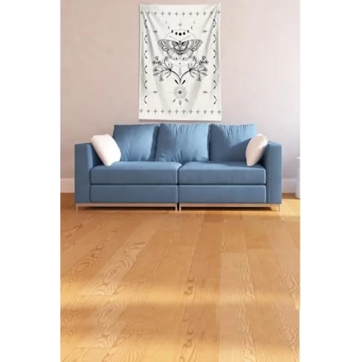 Bej Kelebek Leke Tutmaz Kadife Kumaş Duvar Örtüsü Duvar Halısı Tapestry DWLL372, 70 x 100