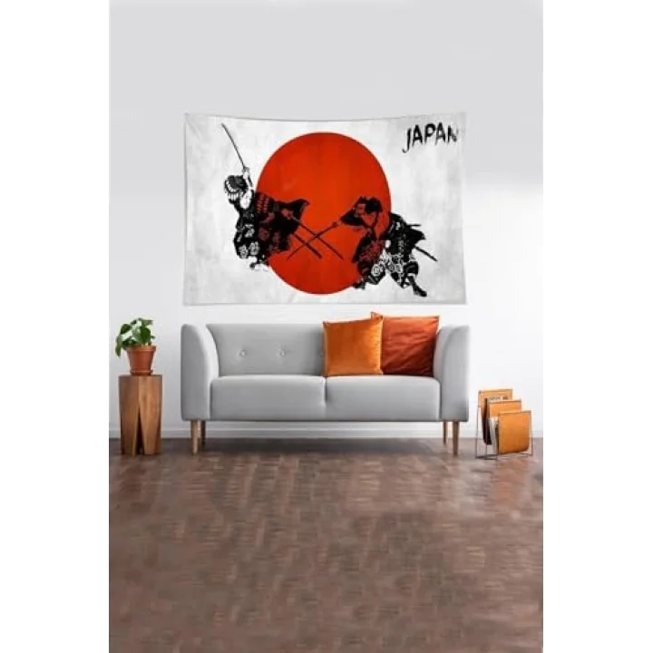 Bej Samuray Desenli Leke Tutmaz Kadife Kumaş Duvar Örtüsü Duvar Halısı Tapestry YWLL465, 70 x 100