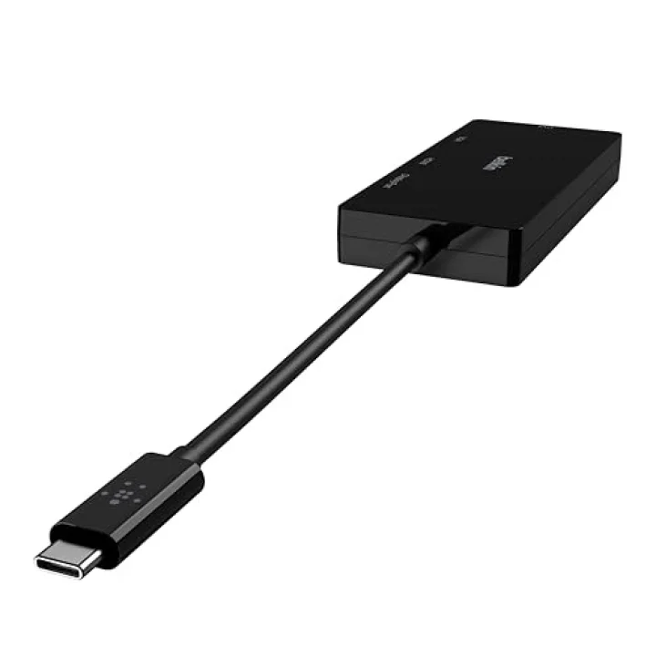 Belkin Multiport USB-C Adaptörü (VGA, DVI, 4K HDMI, 4K DisplayPort özellikli USB-C Video Adaptörü), USB-C Dizüstü Bilgisayarınızı Herhangi Bir Ekrana Bağlayın