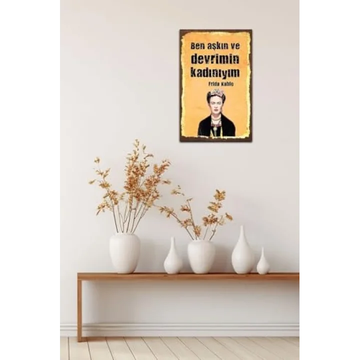 Ben Aşkın Ve Devrimin Kadınıyım Retro Vintage Ahşap Mdf Tablo