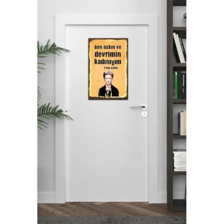 Ben Aşkın Ve Devrimin Kadınıyım Retro Vintage Ahşap Mdf Tablo