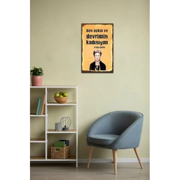 Ben Aşkın Ve Devrimin Kadınıyım Retro Vintage Ahşap Mdf Tablo